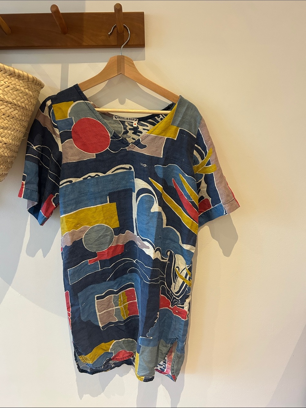 Cult brand Gravel & Gold - silk Print Midi Dress in Navy and Multicolor